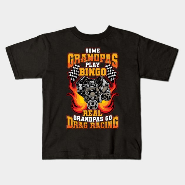 Drag Racing Grandpa Kids T-Shirt by KAWAIITEE